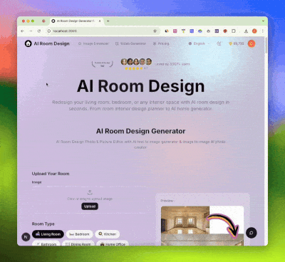 Upload room image to AI Room Design