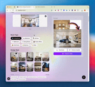 Select design style in AI Room Design